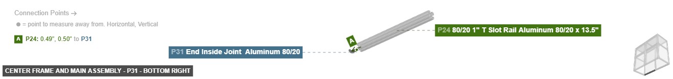 Center Frame and Main Assembly - Part End Inside Joint  Aluminum 80/20 - bottom_right