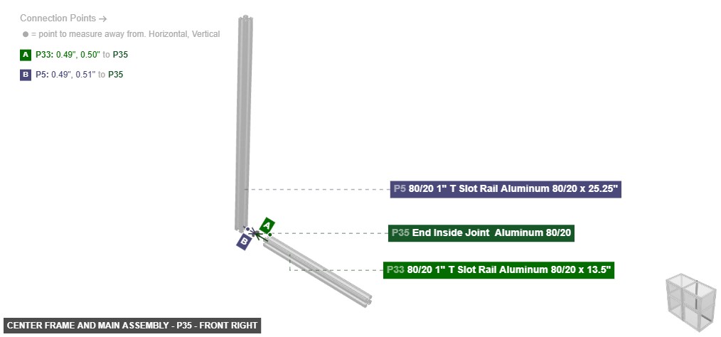 Center Frame and Main Assembly - Part End Inside Joint  Aluminum 80/20 - front_right