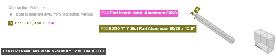 Center Frame and Main Assembly - Part End Inside Joint  Aluminum 80/20 - back_left