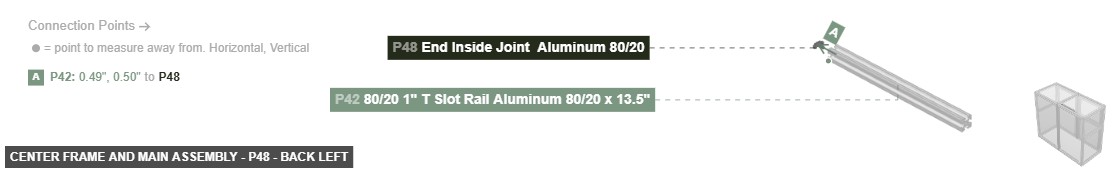 Center Frame and Main Assembly - Part End Inside Joint  Aluminum 80/20 - back_left