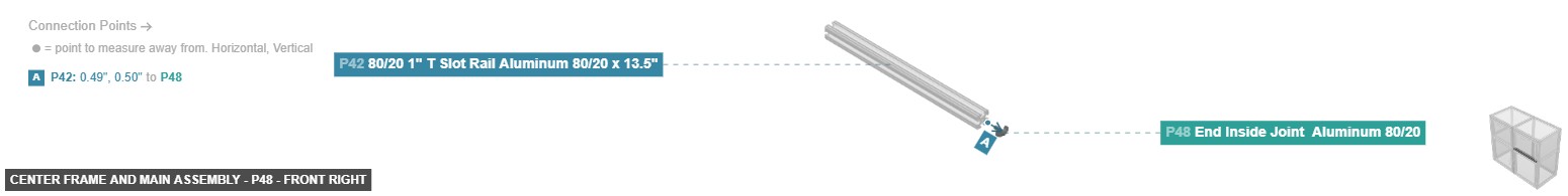 Center Frame and Main Assembly - Part End Inside Joint  Aluminum 80/20 - front_right