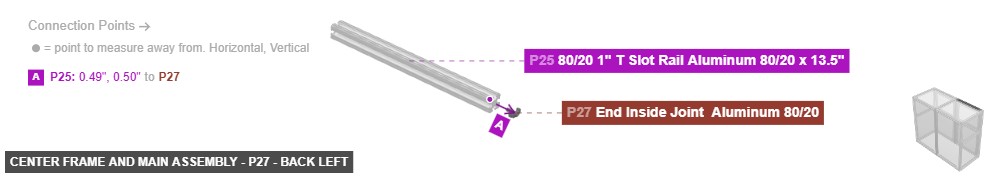Center Frame and Main Assembly - Part End Inside Joint  Aluminum 80/20 - back_left