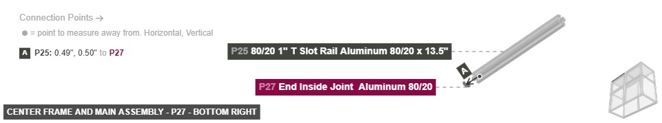 Center Frame and Main Assembly - Part End Inside Joint  Aluminum 80/20 - bottom_right