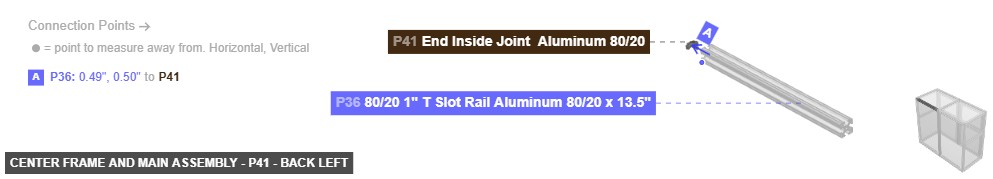 Center Frame and Main Assembly - Part End Inside Joint  Aluminum 80/20 - back_left