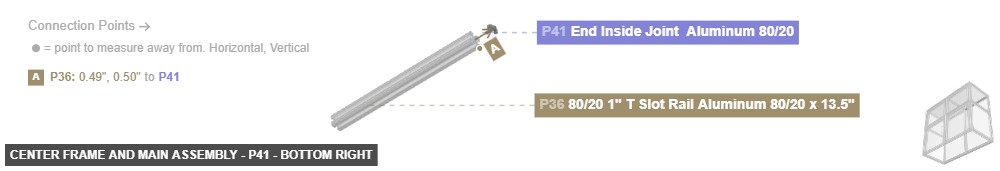 Center Frame and Main Assembly - Part End Inside Joint  Aluminum 80/20 - bottom_right