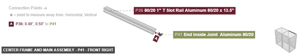 Center Frame and Main Assembly - Part End Inside Joint  Aluminum 80/20 - front_right