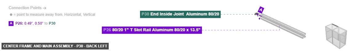 Center Frame and Main Assembly - Part End Inside Joint  Aluminum 80/20 - back_left