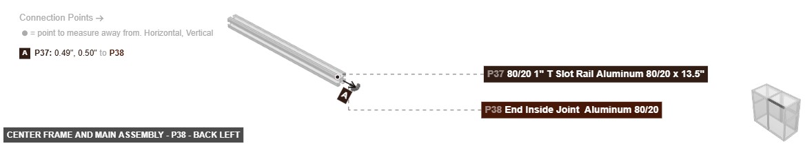 Center Frame and Main Assembly - Part End Inside Joint  Aluminum 80/20 - back_left