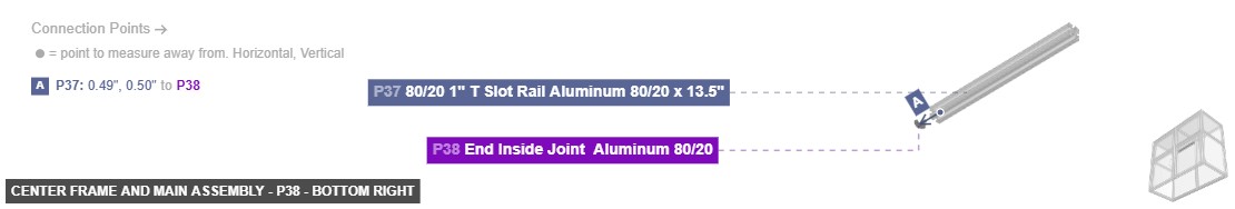 Center Frame and Main Assembly - Part End Inside Joint  Aluminum 80/20 - bottom_right