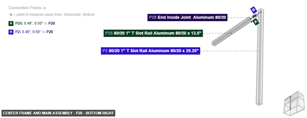 Center Frame and Main Assembly - Part End Inside Joint  Aluminum 80/20 - bottom_right
