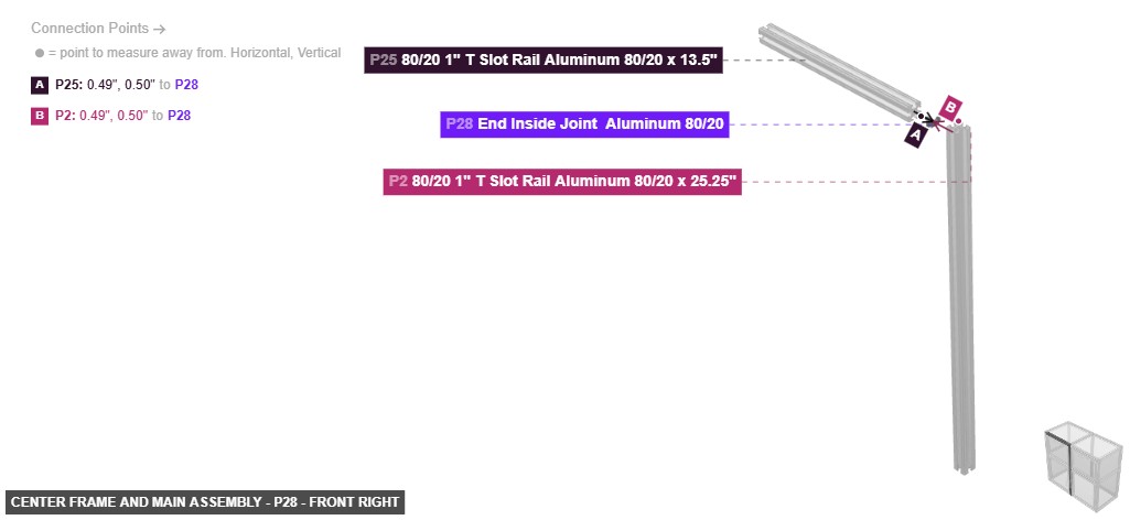 Center Frame and Main Assembly - Part End Inside Joint  Aluminum 80/20 - front_right
