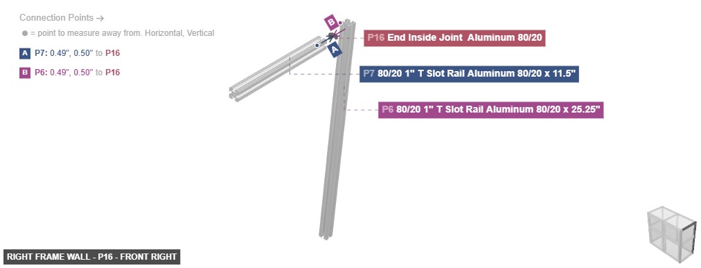 Right Frame Wall - Part End Inside Joint  Aluminum 80/20 - front_right
