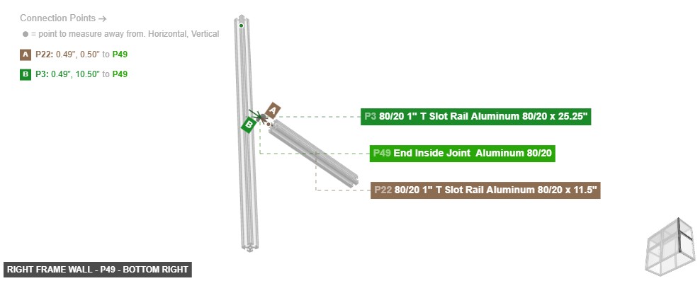 Right Frame Wall - Part End Inside Joint  Aluminum 80/20 - bottom_right