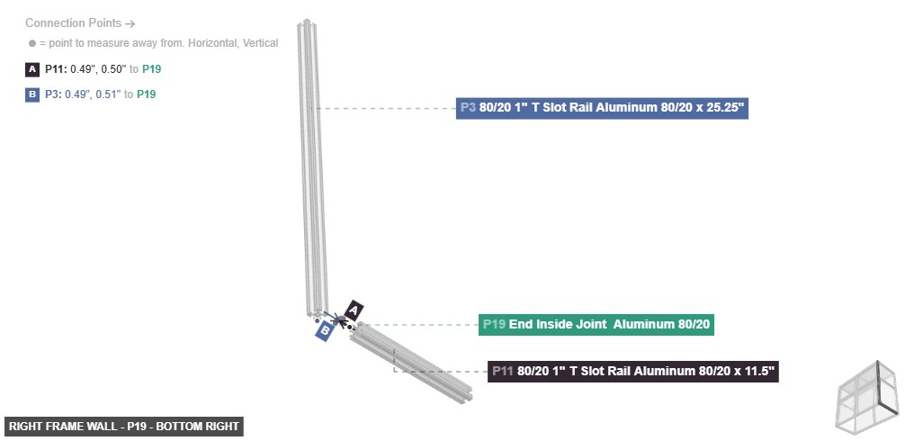 Right Frame Wall - Part End Inside Joint  Aluminum 80/20 - bottom_right