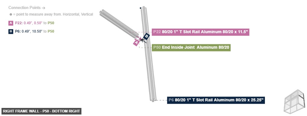 Right Frame Wall - Part End Inside Joint  Aluminum 80/20 - bottom_right