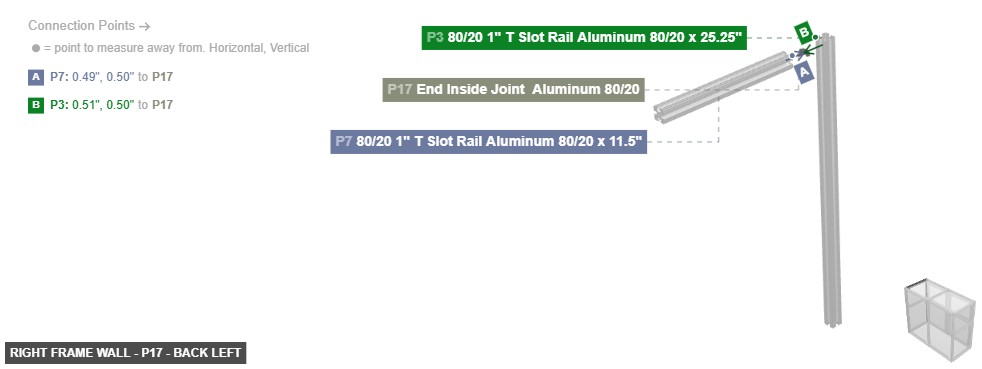 Right Frame Wall - Part End Inside Joint  Aluminum 80/20 - back_left