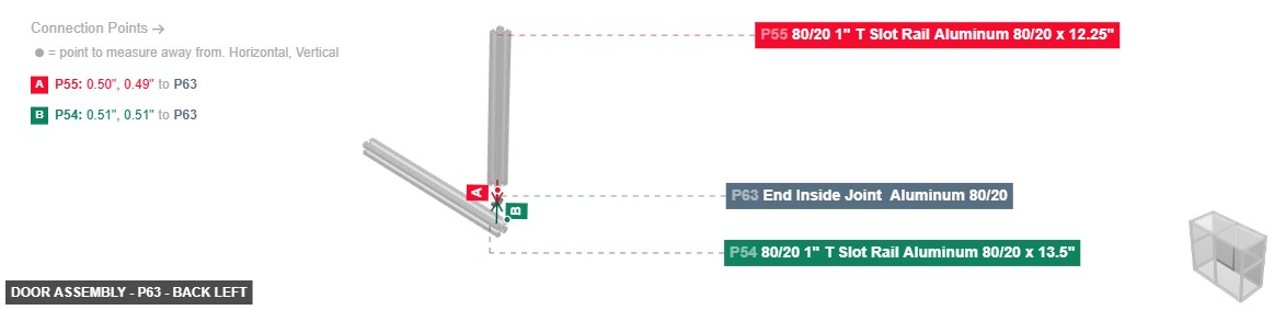 Door Assembly - Part End Inside Joint  Aluminum 80/20 - back_left