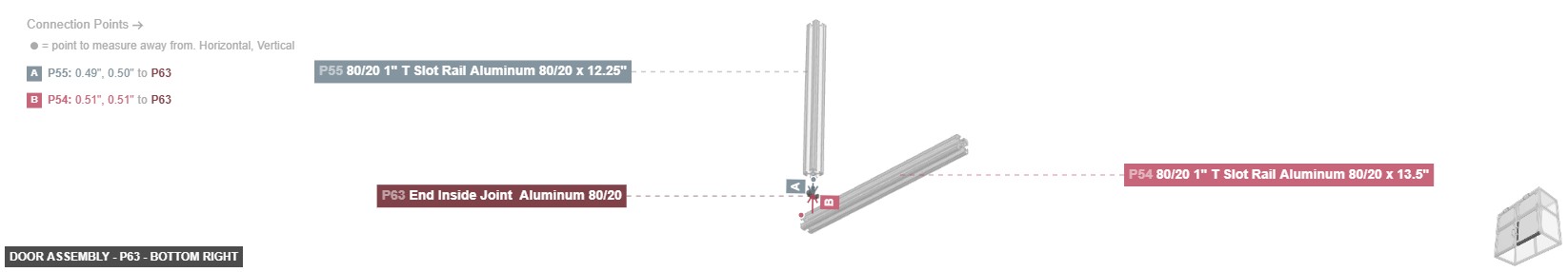 Door Assembly - Part End Inside Joint  Aluminum 80/20 - bottom_right