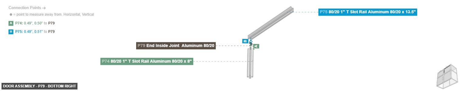 Door Assembly - Part End Inside Joint  Aluminum 80/20 - bottom_right