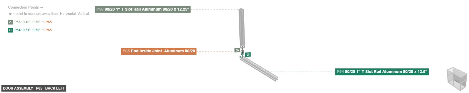 Door Assembly - Part End Inside Joint  Aluminum 80/20 - back_left
