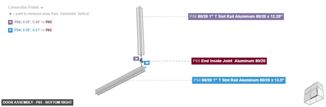 Door Assembly - Part End Inside Joint  Aluminum 80/20 - bottom_right