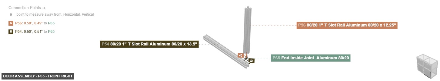 Door Assembly - Part End Inside Joint  Aluminum 80/20 - front_right