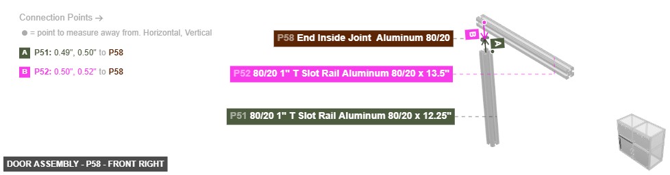Door Assembly - Part End Inside Joint  Aluminum 80/20 - front_right