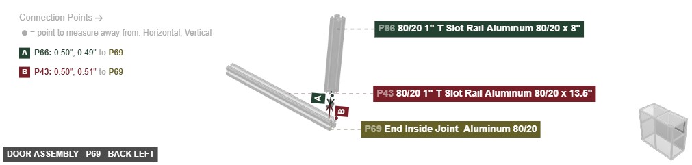 Door Assembly - Part End Inside Joint  Aluminum 80/20 - back_left