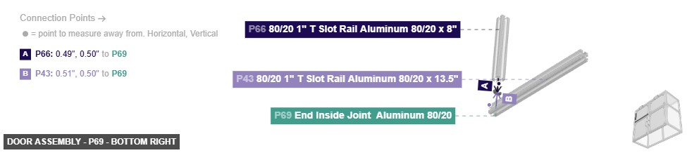 Door Assembly - Part End Inside Joint  Aluminum 80/20 - bottom_right