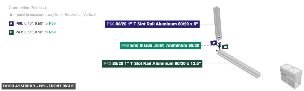 Door Assembly - Part End Inside Joint  Aluminum 80/20 - front_right