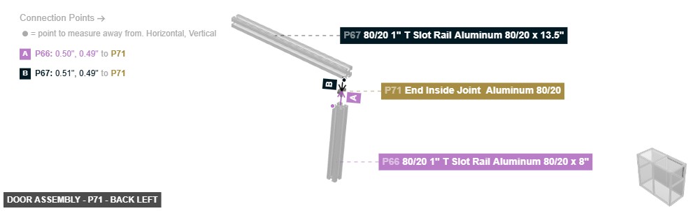Door Assembly - Part End Inside Joint  Aluminum 80/20 - back_left