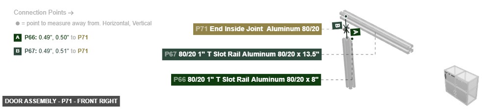 Door Assembly - Part End Inside Joint  Aluminum 80/20 - front_right