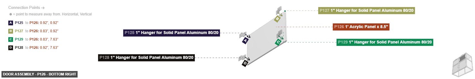 Door Assembly - Part 1' Acrylic Panel x 8.5
