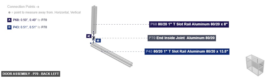 Door Assembly - Part End Inside Joint  Aluminum 80/20 - back_left