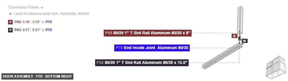 Door Assembly - Part End Inside Joint  Aluminum 80/20 - bottom_right