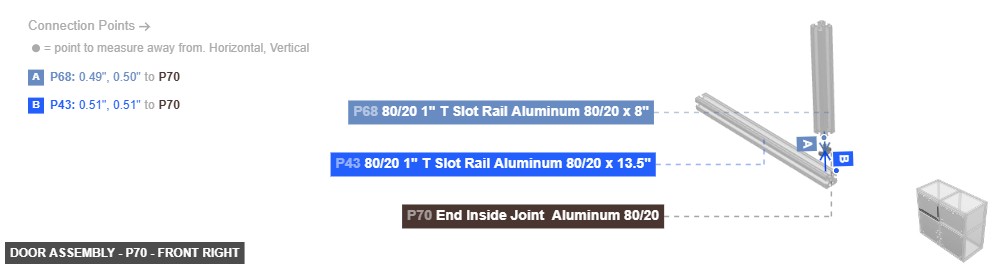 Door Assembly - Part End Inside Joint  Aluminum 80/20 - front_right