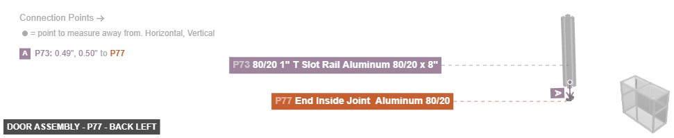 Door Assembly - Part End Inside Joint  Aluminum 80/20 - back_left
