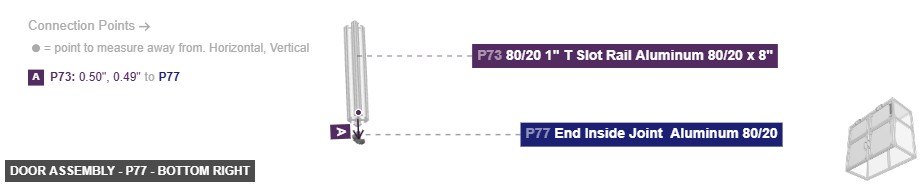 Door Assembly - Part End Inside Joint  Aluminum 80/20 - bottom_right