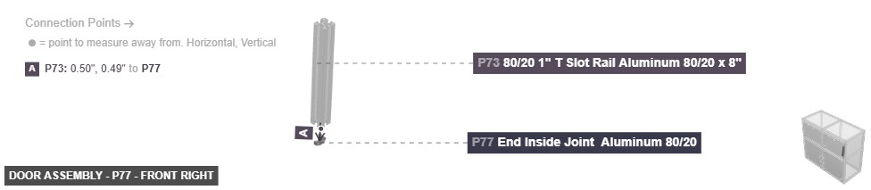 Door Assembly - Part End Inside Joint  Aluminum 80/20 - front_right