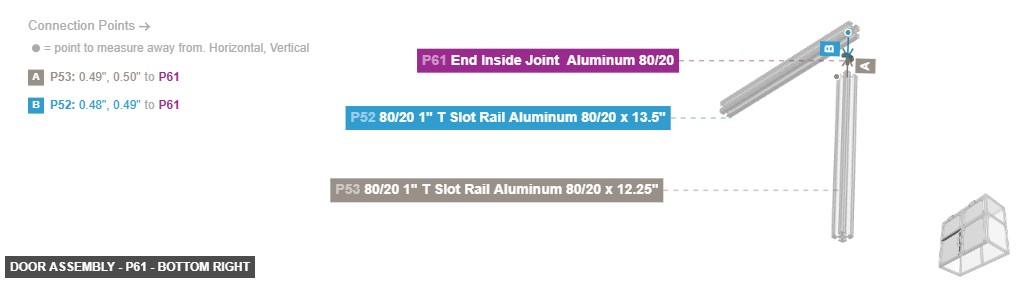 Door Assembly - Part End Inside Joint  Aluminum 80/20 - bottom_right
