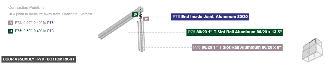 Door Assembly - Part End Inside Joint  Aluminum 80/20 - bottom_right