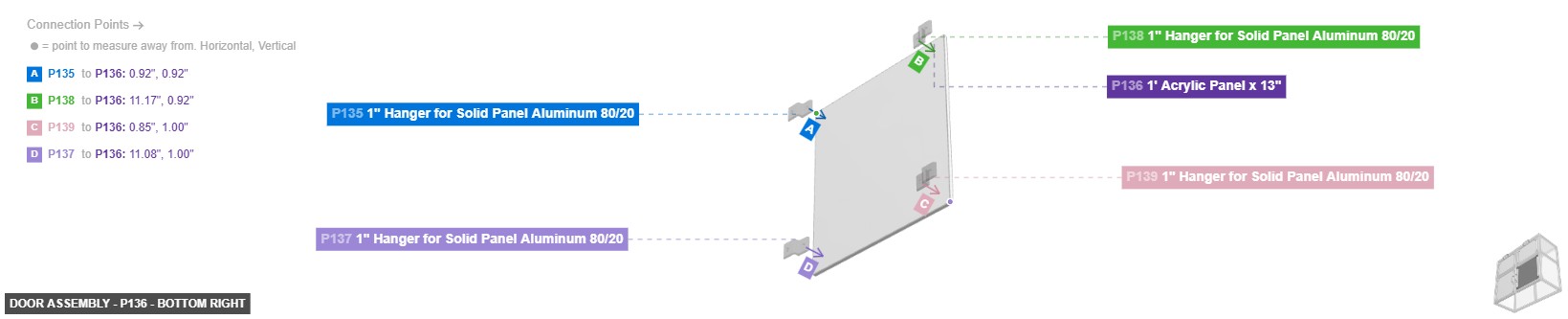 Door Assembly - Part 1' Acrylic Panel x 13