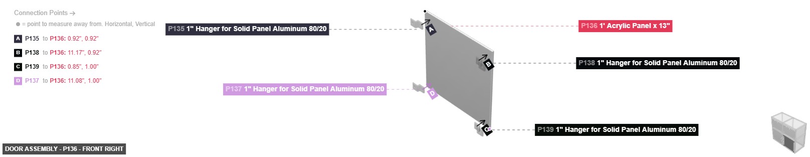Door Assembly - Part 1' Acrylic Panel x 13