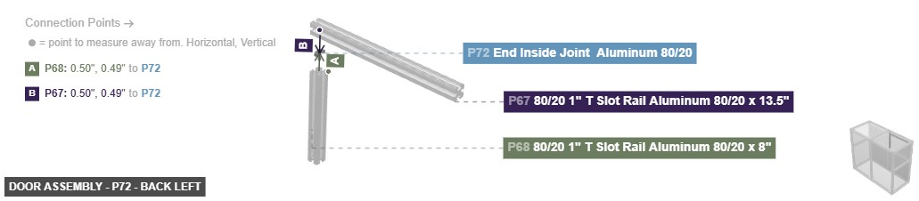 Door Assembly - Part End Inside Joint  Aluminum 80/20 - back_left
