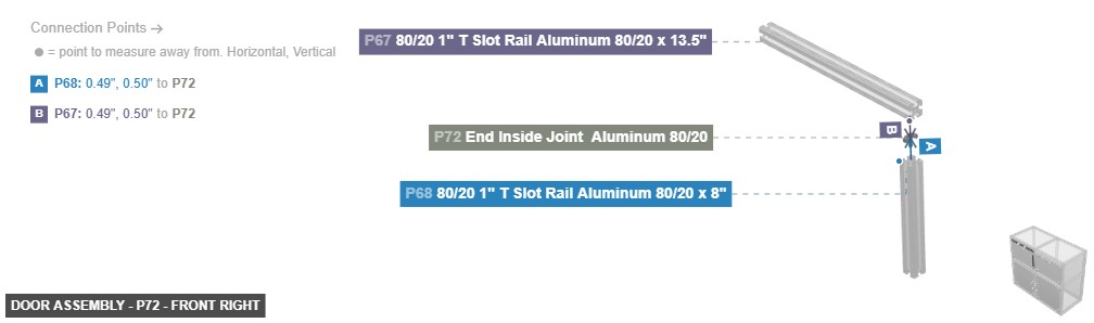 Door Assembly - Part End Inside Joint  Aluminum 80/20 - front_right