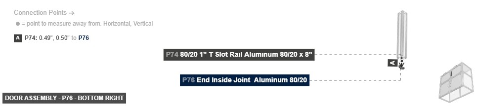 Door Assembly - Part End Inside Joint  Aluminum 80/20 - bottom_right