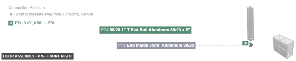 Door Assembly - Part End Inside Joint  Aluminum 80/20 - front_right
