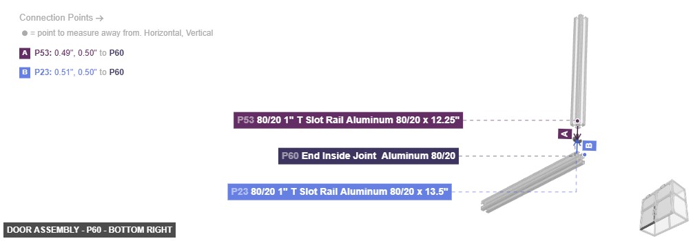 Door Assembly - Part End Inside Joint  Aluminum 80/20 - bottom_right