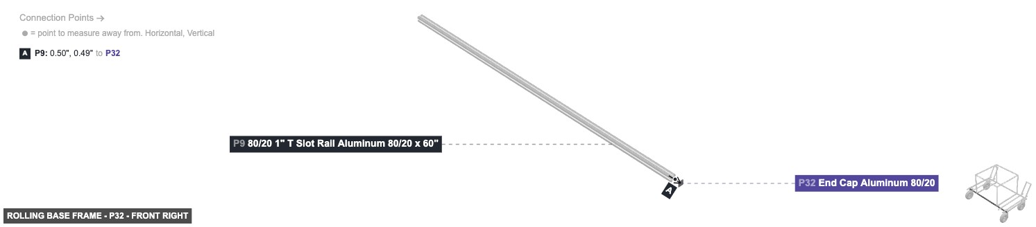 Rolling Base Frame - Part End Cap Aluminum 80/20 - front_right