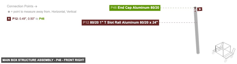 Main Box Structure Assembly - Part End Cap Aluminum 80/20 - front_right